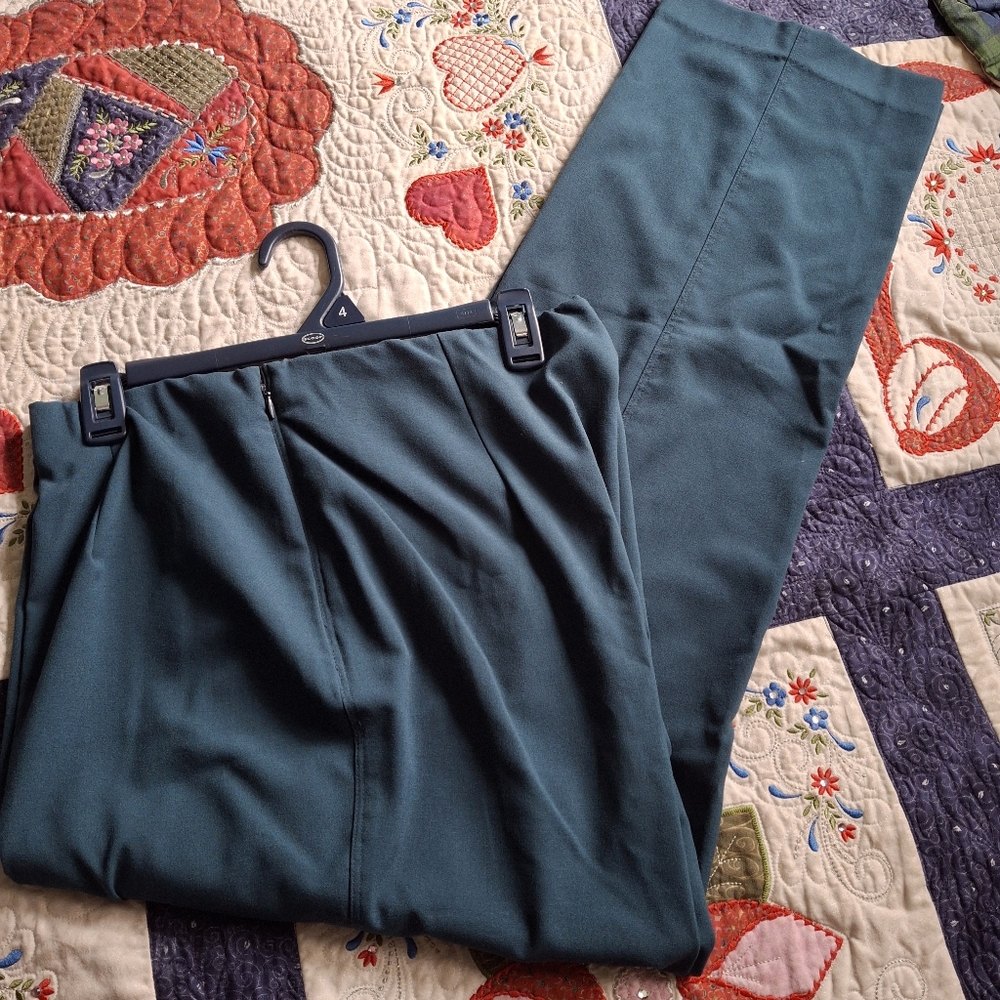 Susan Graver Women's L Teal Blue Side Zip Pants Pre-owned - Picture 3 of 6